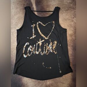 Juicy Couture Black Tank with Leopard Foil 'I ♥ Couture' Graphic
